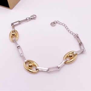 Chic Silver and Gold Link Bracelet